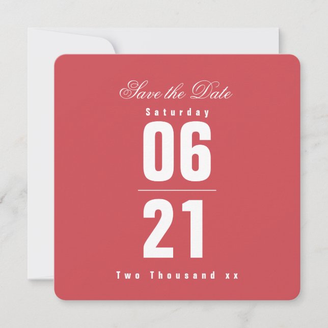 Modern One Colour Pink  & TypographySave the Date (Front)