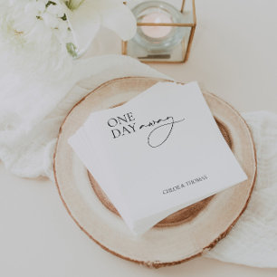 Modern "One Day Away" Napkins for Rehearsal Dinner