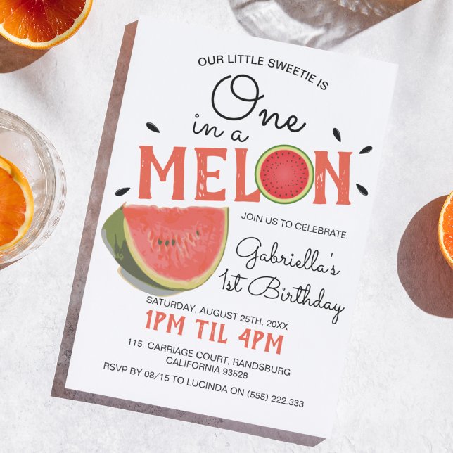 Modern One in a Melon | Summer Kids Birthday Invitation (Creator Uploaded)