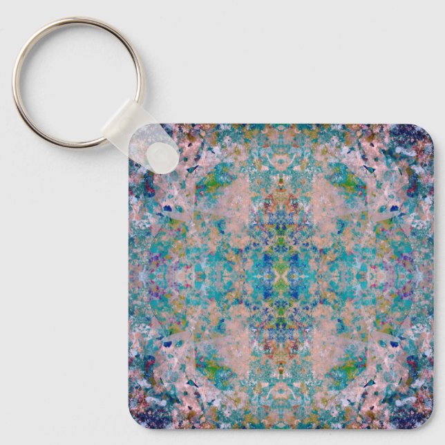 Modern One Of A Kind Abstract With Sangria Colours Key Ring (Front)