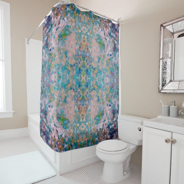 Modern One Of A Kind Abstract With Sangria Colours Shower Curtain (In Situ)