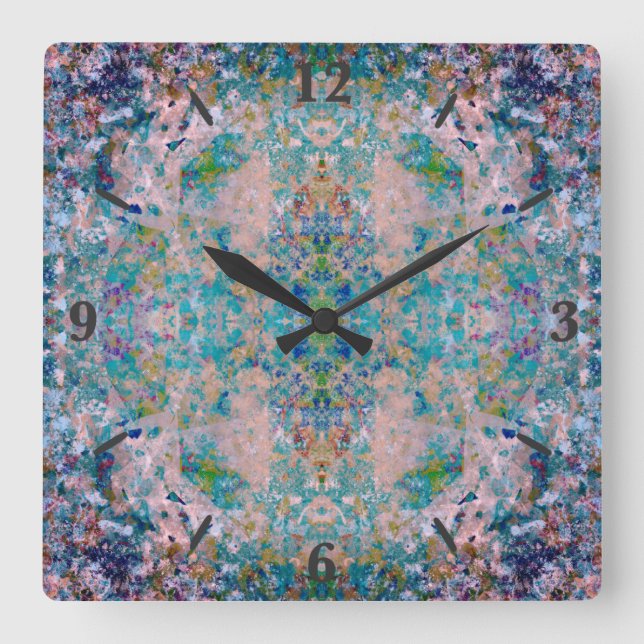 Modern One Of A Kind Abstract With Sangria Colours Square Wall Clock (Front)