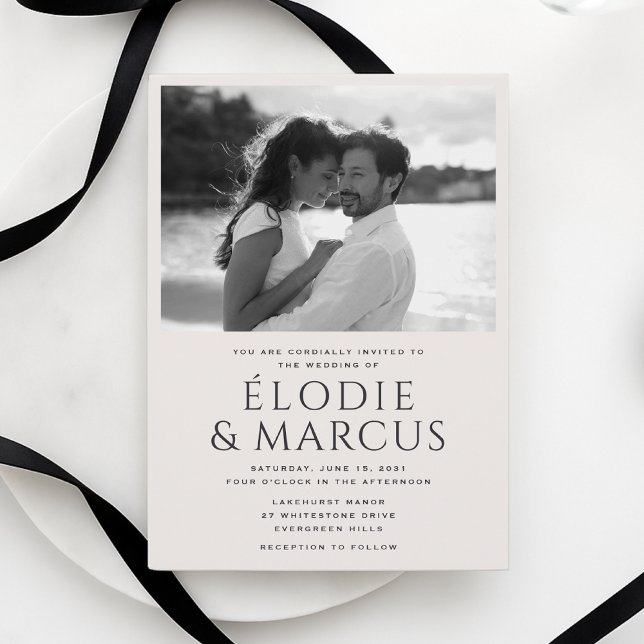 Modern One Photo Elegant Bold Typography Wedding  Invitation (Creator Uploaded)