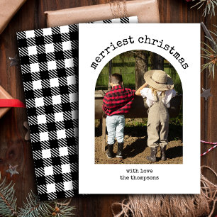 Modern One Photo Minimalist Simple Arch Christmas Holiday Card