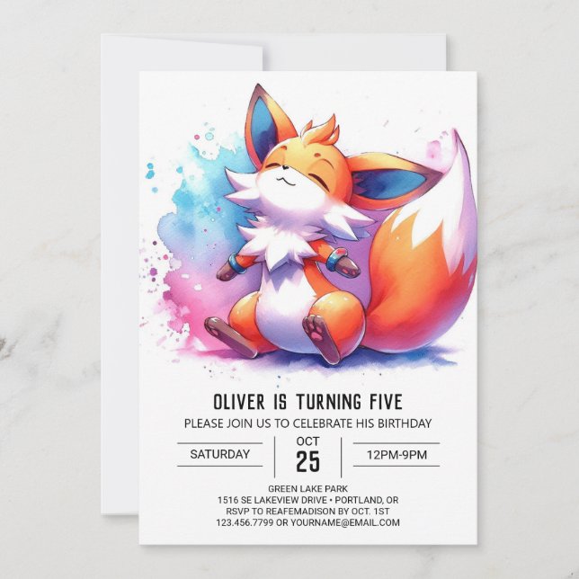 Modern Online Fox Birthday Invitation (Front)