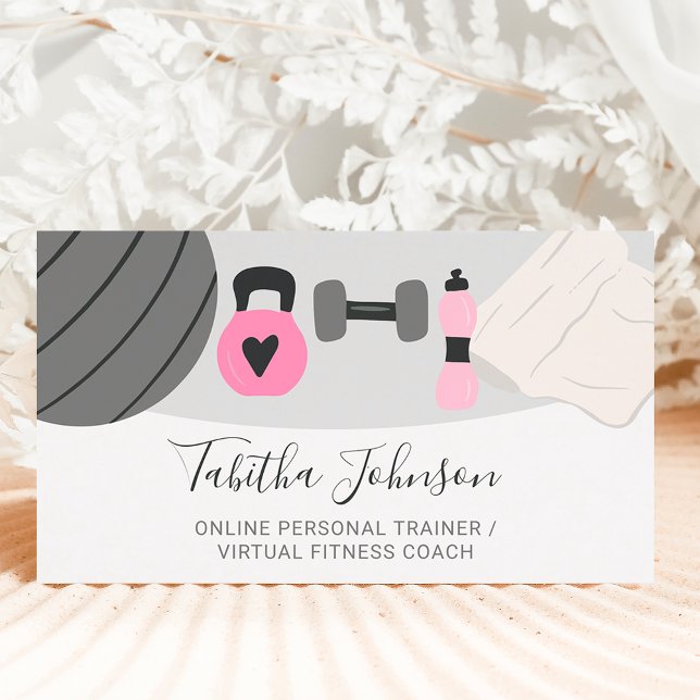 Modern online virtual personal trainer fitness business card (Creator Uploaded)