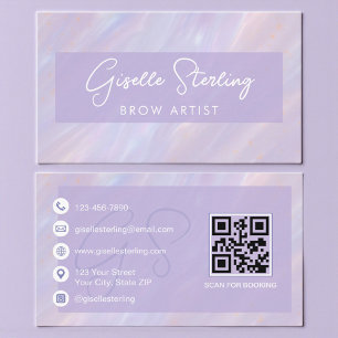 Modern Opal Holographic Brow Technician Business Card