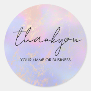 Modern Opal Holographic Thank You Classic Round Sticker