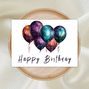Modern Opal Iridescent Balloons Happy Birthday Card
