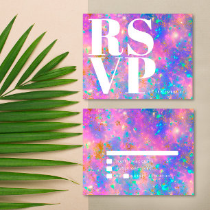 Modern Opal Stone Bold Minimalist Simple Wedding RSVP Card