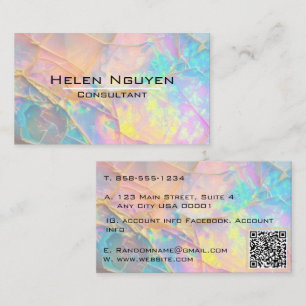 Modern Opal Stone Simulated Hologram Gold Vein Business Card