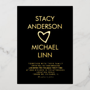 Modern Open Heart Hand Drawn Wedding Pressed Foil