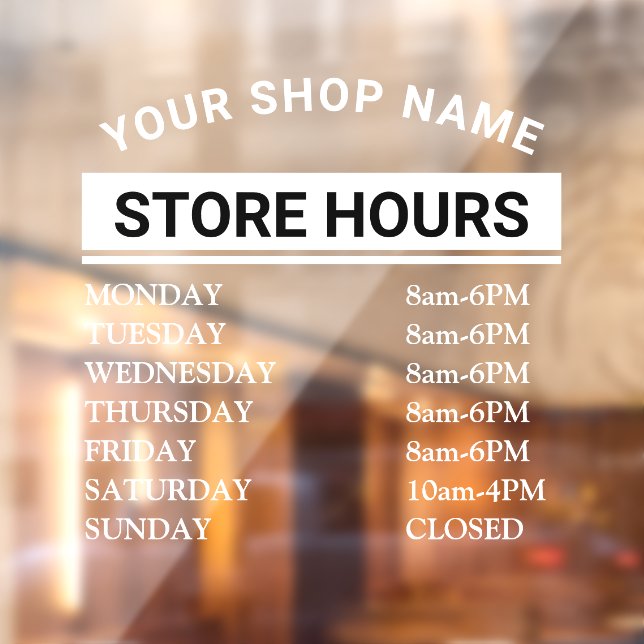 Modern Opening Hours Elegant Script Small Business Window Cling (Sheet 2)