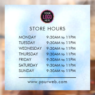 Modern Opening Hours Elegant Script Small Business Window Cling