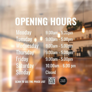 Modern Opening Hours Sign with QR Code 