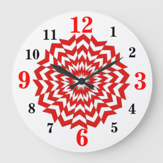 Modern Optical Art Design Wall Clock Red
