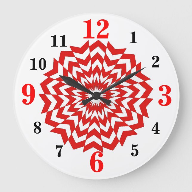 Modern Optical Art Design Wall Clock Red (Front)