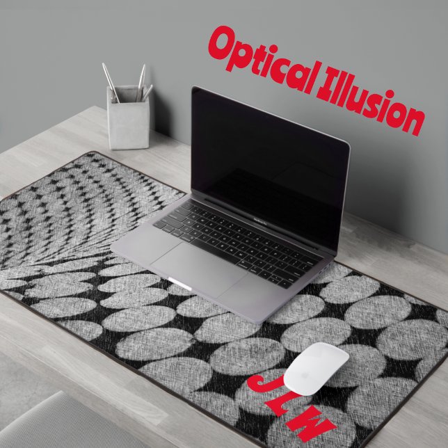 Modern Optical Illusion Monochromatic Grey Black Desk Mat (Creator Uploaded)