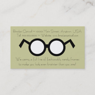 Modern Optometrist Nerdy Round Black Glasses Business Card