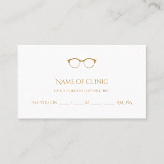 Modern Optometrist Simple Gold Glasses Appointment Card