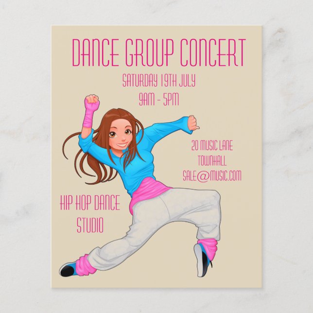 Modern or hip hop dance performance flyer (Front)