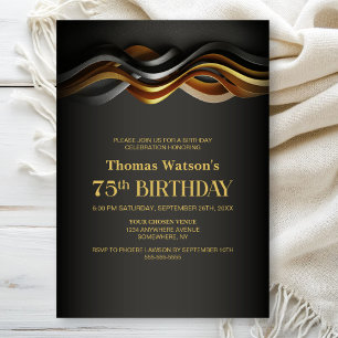 Modern Orange 75th Birthday Party Invitation