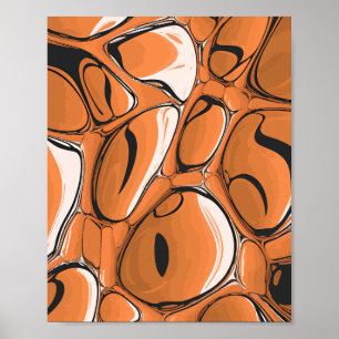 Modern Orange Abstract Bubble Art Design Poster