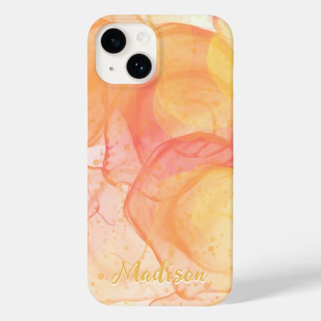 Modern Orange Abstract Personalised   Case-Mate iPhone Case (Back)