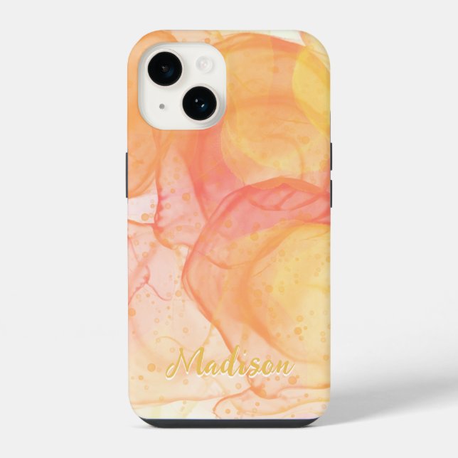 Modern Orange Abstract Personalised   iPhone Case (Back)