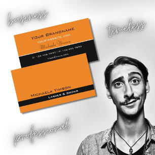 Modern Orange and Black Chic Simple Professional Business Card