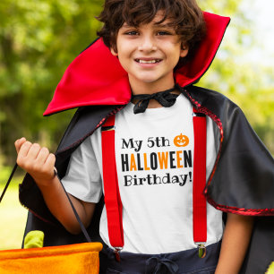 Modern Orange and Black Custom Halloween Birthday T-Shirt