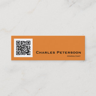 Modern Orange and Black QR Code Consultant Mini Business Card