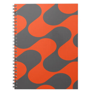 Modern Orange And Gray Abstract Geometric Pattern Notebook