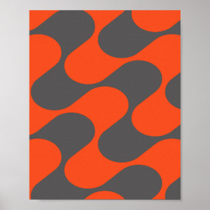 Modern Orange And Gray Abstract Geometric Pattern Poster