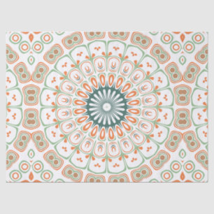 Modern Orange and Green Mandala Pattern Tissue Paper
