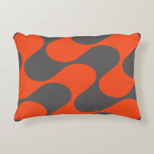 Modern Orange And Grey Abstract Geometric Pattern Decorative Cushion