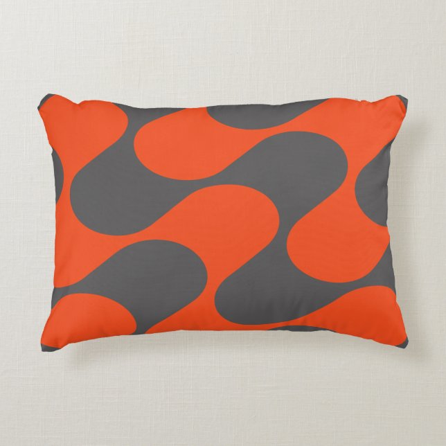 Modern Orange And Grey Abstract Geometric Pattern Decorative Cushion (Front)