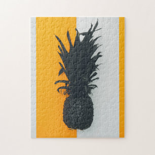 Modern orange and grey pineapple food art design  jigsaw puzzle