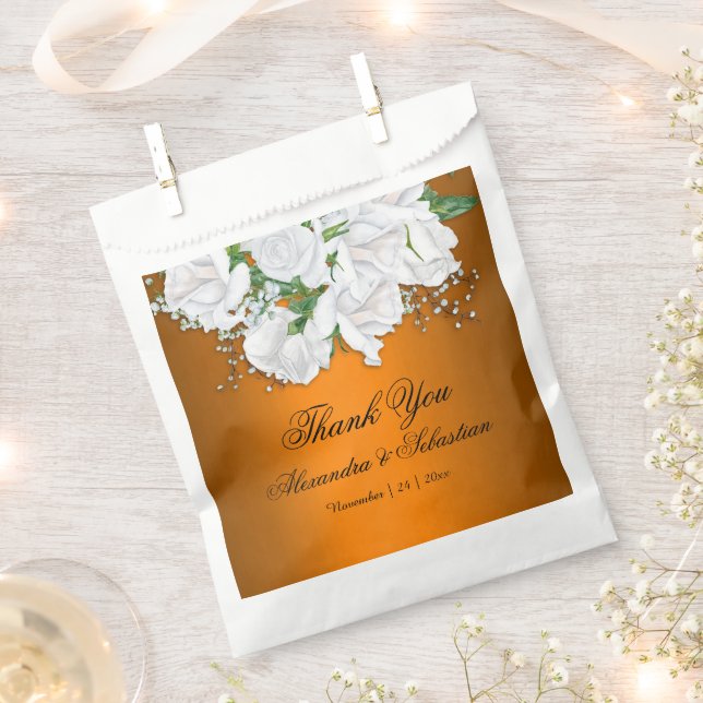 Modern Orange and Roses Wedding Favour Bags (Clipped)