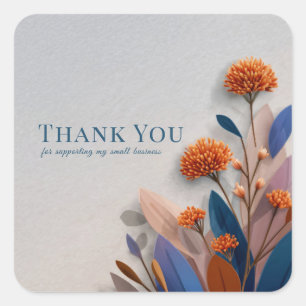 Modern Orange and Teal Botanical Papercraft Square Sticker