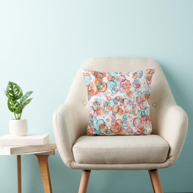 Modern orange and turquoise  bubbles pattern  cushion (Chair)