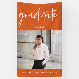 Modern Orange and White Graduate Script Photo Banner