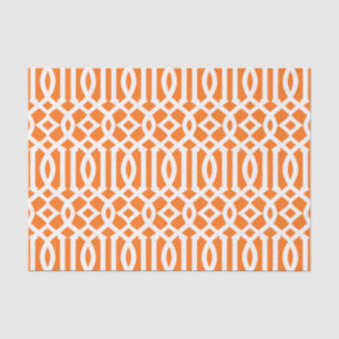 Modern Orange and White Moroccan Trellis Pattern Tissue Paper
