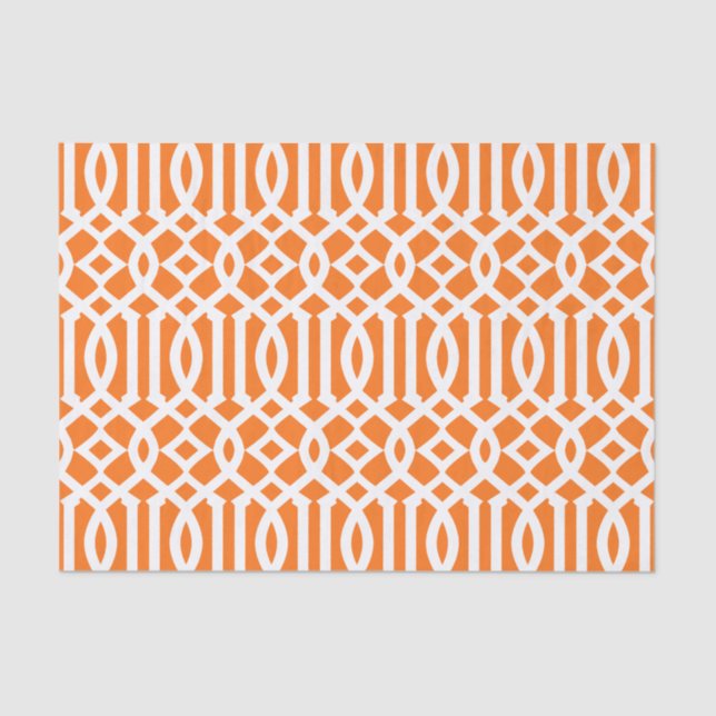 Modern Orange and White Moroccan Trellis Pattern Tissue Paper (Front)