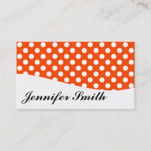 Modern Orange and White Polka Dot Business Cards