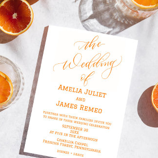 Modern Orange and White Simple Wedding Invitation