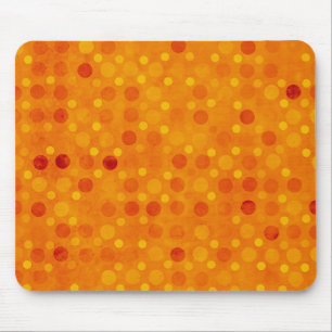 Modern Orange and Yellow Polka Dots Mouse Mat