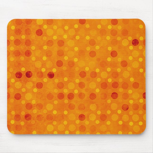Modern Orange and Yellow Polka Dots Mouse Mat (Front)
