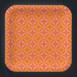 Modern Orange and Yellow Retro Pattern Wedding Paper Plate<br><div class="desc">Modern Orange and Yellow Retro Pattern Wedding Paper Plates</div>