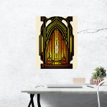 Modern Orange Art Nouveau Stained Glass Poster<br><div class="desc">A beautiful art nouveau-style digital design that incorporates elements of stained glass and geometric lines. This type of design would be perfect for adding a decorative touch to a room.</div>